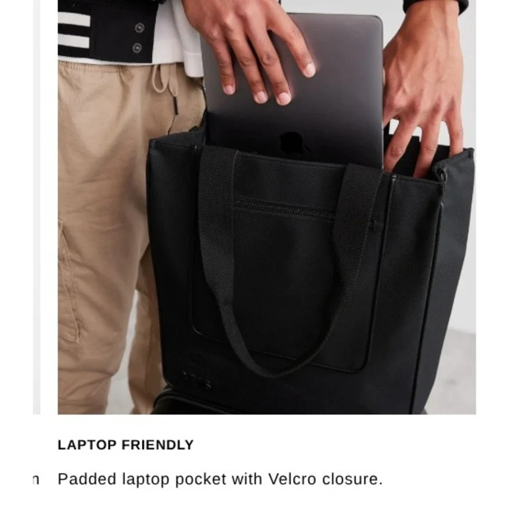 Black Laptop Tote Bag with Shoulder Strap -